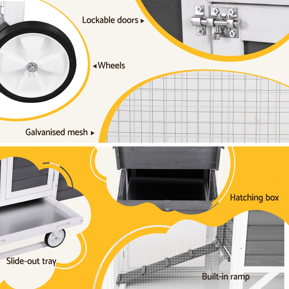 i.Pet Chicken Coop Rabbit Hutch Extra Large Wooden Run Bunny Cage House Outdoor-Pet Care > Coops & Hutches > Small Animal Habitats & Cages-PEROZ Accessories