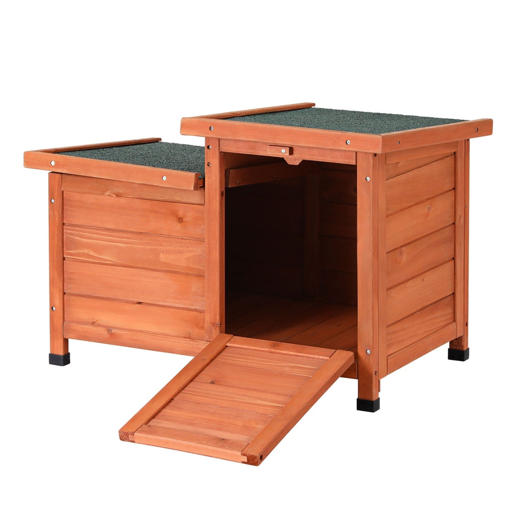 i.Pet Outdoor Cat House Rabbit Hutch Wooden Shelter Indoor Cat House Outdoor Condo Small Enclosure-Pet Care > Coops & Hutches > Small Animal Habitats & Cages-PEROZ Accessories