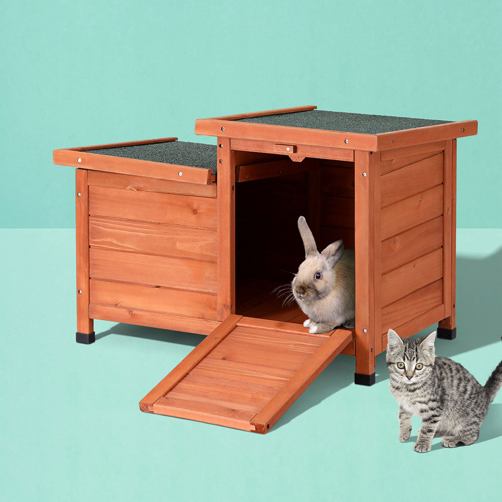 i.Pet Outdoor Cat House Rabbit Hutch Wooden Shelter Indoor Cat House Outdoor Condo Small Enclosure-Pet Care > Coops & Hutches > Small Animal Habitats & Cages-PEROZ Accessories