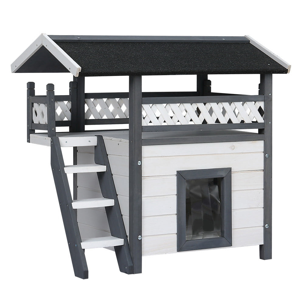 i.Pet Cat House Outdoor Shelter 77cm x 50cm x 73cm Rabbit Hutch Wooden Condo Small Dog Enclosure-Pet Care > Coops & Hutches-PEROZ Accessories