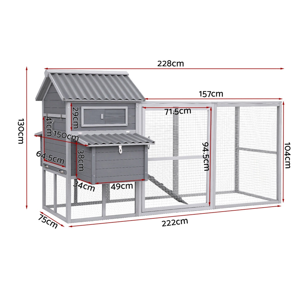 i.Pet Chicken Coop Rabbit Hutch Extra Large Wooden Run Bunny Cage Poultry House Outdoor-Pet Care > Coops & Hutches > Small Animal Habitats & Cages-PEROZ Accessories