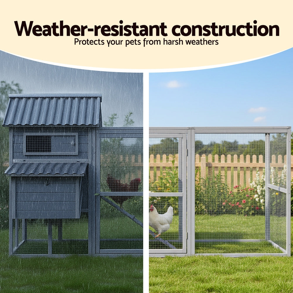 i.Pet Chicken Coop Rabbit Hutch Extra Large Wooden Run Bunny Cage Poultry House Outdoor-Pet Care > Coops & Hutches > Small Animal Habitats & Cages-PEROZ Accessories