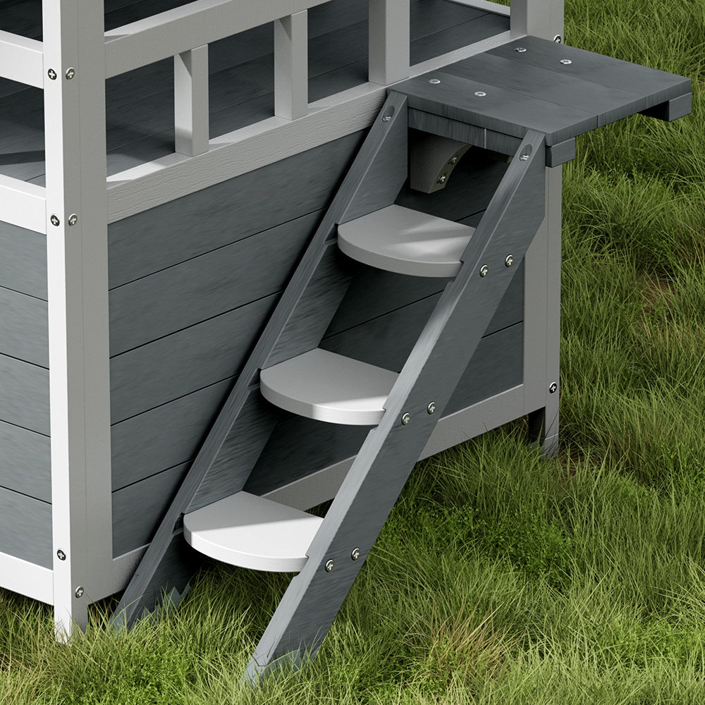 i.Pet Outdoor Cat House Shelter 72cm x 72cm x 127cm Rabbit Hutch Wooden Condo Small Outdoor Cat House-Pet Care > Coops & Hutches > Small Animal Habitats & Cages-PEROZ Accessories