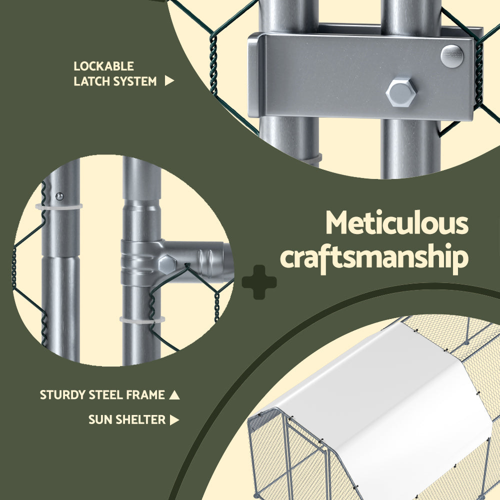 i.Pet Chicken Coop Cage Run Rabbit Hutch Large Walk In Hen House Cover 2mx8mx2m-Pet Care > Coops & Hutches > Small Animal Habitats & Cages-PEROZ Accessories