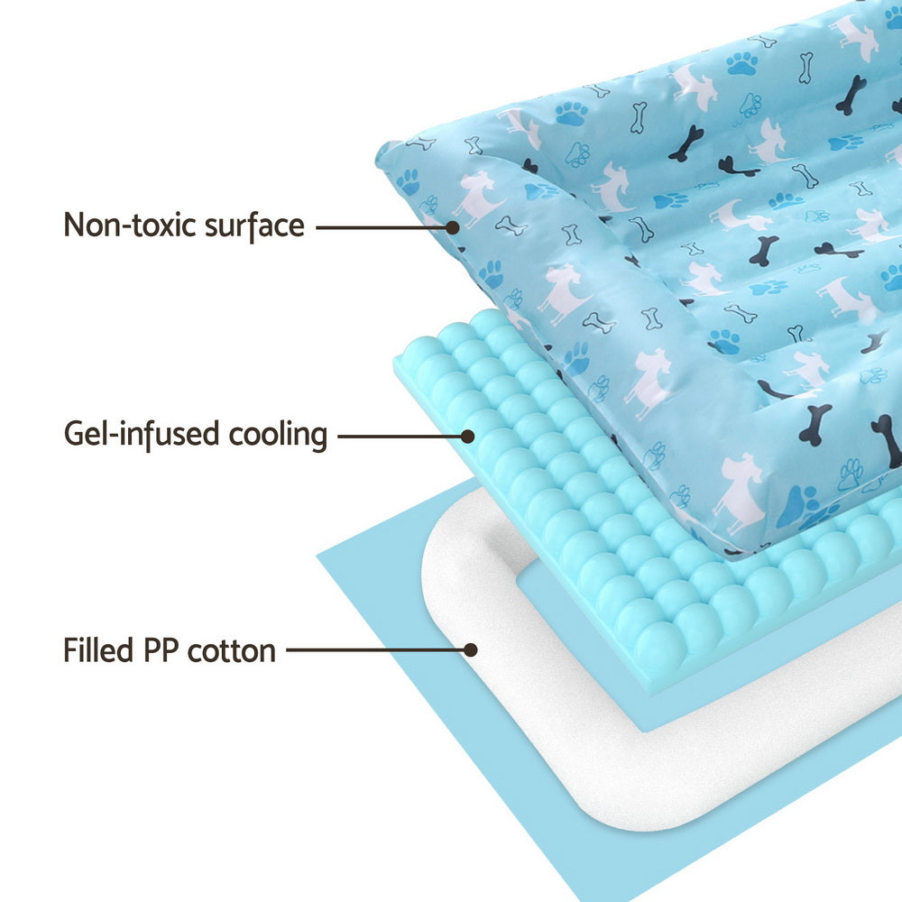 i.Pet Pet Cooling Mat Gel Dog Cat Self-cool Puppy Pad Large Bed Summer Blue-Pet Care > Dog Supplies > Dog Beds-PEROZ Accessories