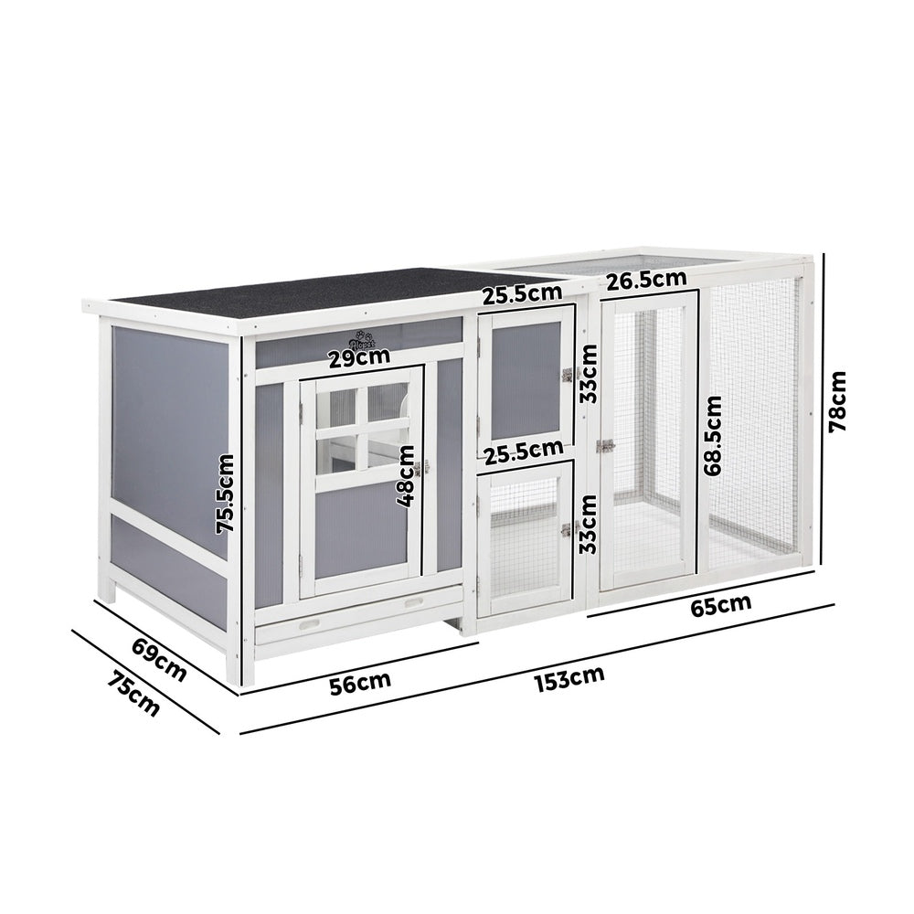 Alopet Chicken Coop Rabbit Hutch Wooden Cage Double Hatch-Wooden Hutch-PEROZ Accessories