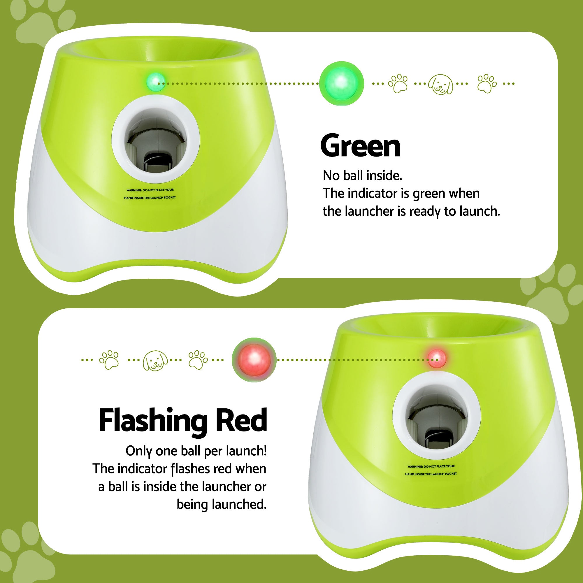 i.Pet Dog Ball Launcher Thrower with 6 Balls & 3/6/9m Launch Distances Green-Pet Care > Toys > Dog Toys-PEROZ Accessories