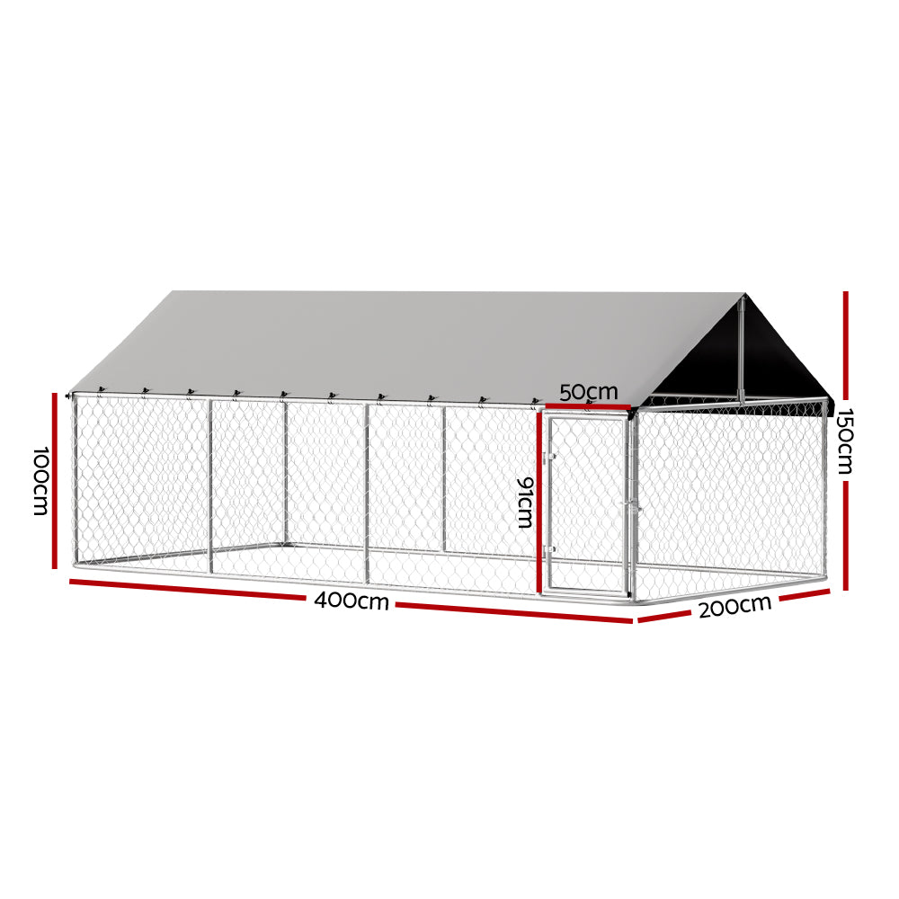 i.Pet Dog Kennel Large House XL Pet Run Cage Puppy Outdoor Enclosure 2Mx4M-Pet Care > Dog Supplies > Dog Kennels-PEROZ Accessories