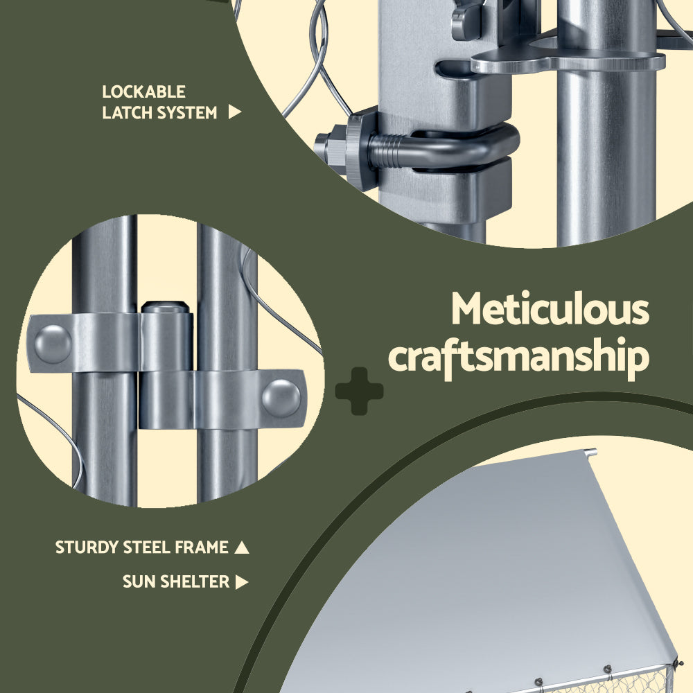 i.Pet Dog Kennel Large House XL Pet Run Cage Puppy Outdoor Enclosure 2Mx4M-Pet Care > Dog Supplies > Dog Kennels-PEROZ Accessories