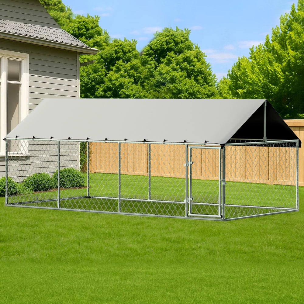 i.Pet Dog Kennel Large House XL Pet Run Cage Puppy Outdoor Enclosure 2Mx4M-Pet Care > Dog Supplies > Dog Kennels-PEROZ Accessories