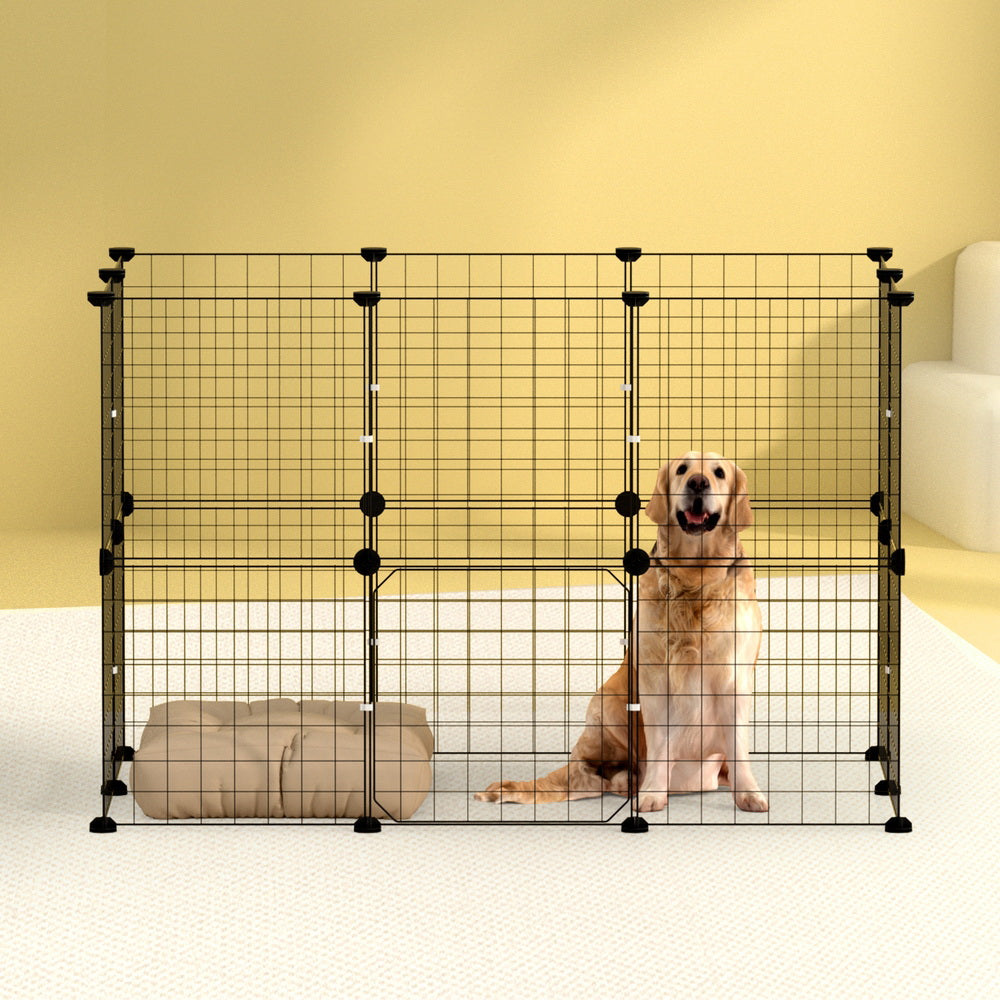 i.Pet Pet Dog Playpen Enclosure Cage 20 Panel Puppy Fence Play Pen Foldable Metal-Pet Care > Dog Supplies > Dog Playpens & Gates-PEROZ Accessories