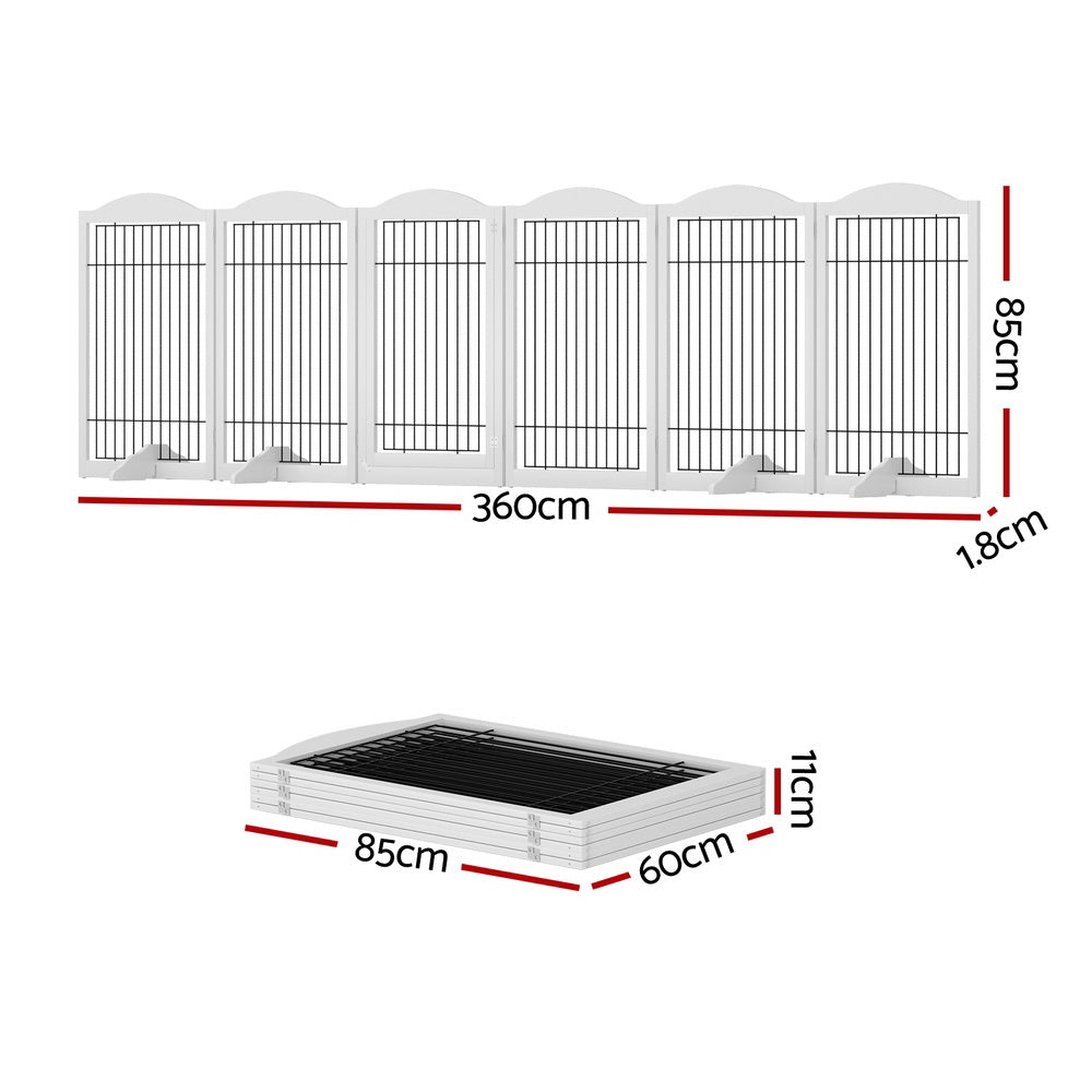 i.Pet Dog Playpen Enclosure 6 Panel Pet Fence Wooden Play Pen-Pet Care > Dog Supplies > Dog Playpens & Gates-PEROZ Accessories
