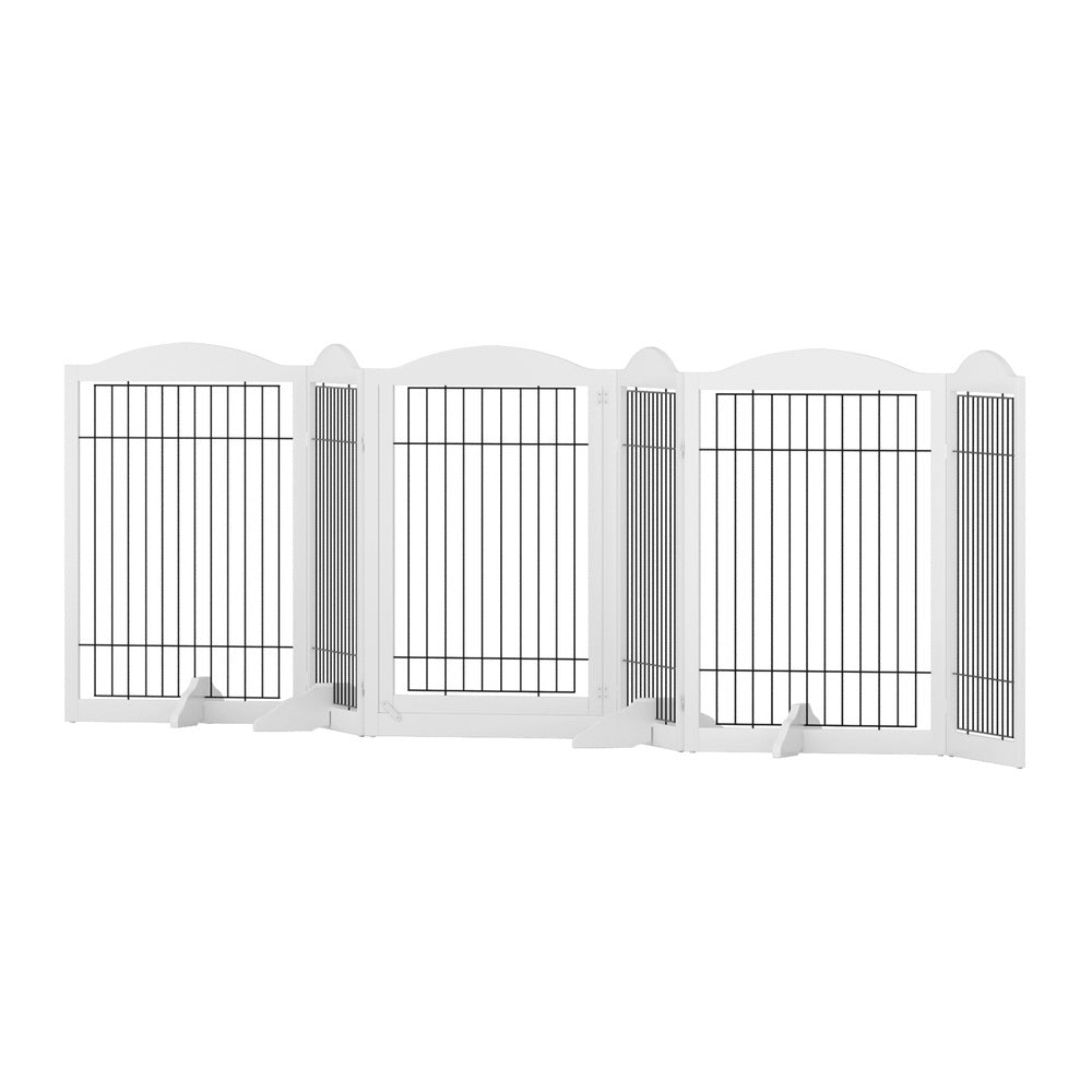 i.Pet Dog Playpen Enclosure 6 Panel Pet Fence Wooden Play Pen-Pet Care > Dog Supplies > Dog Playpens & Gates-PEROZ Accessories