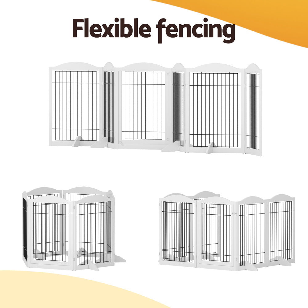 i.Pet Dog Playpen Enclosure 6 Panel Pet Fence Wooden Play Pen-Pet Care > Dog Supplies > Dog Playpens & Gates-PEROZ Accessories