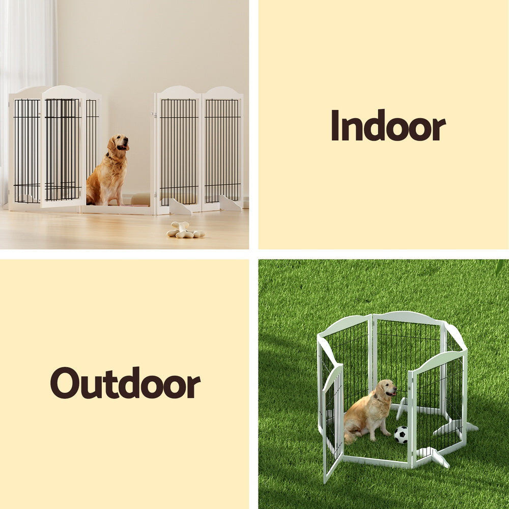 i.Pet Dog Playpen Enclosure 6 Panel Pet Fence Wooden Play Pen-Pet Care > Dog Supplies > Dog Playpens & Gates-PEROZ Accessories