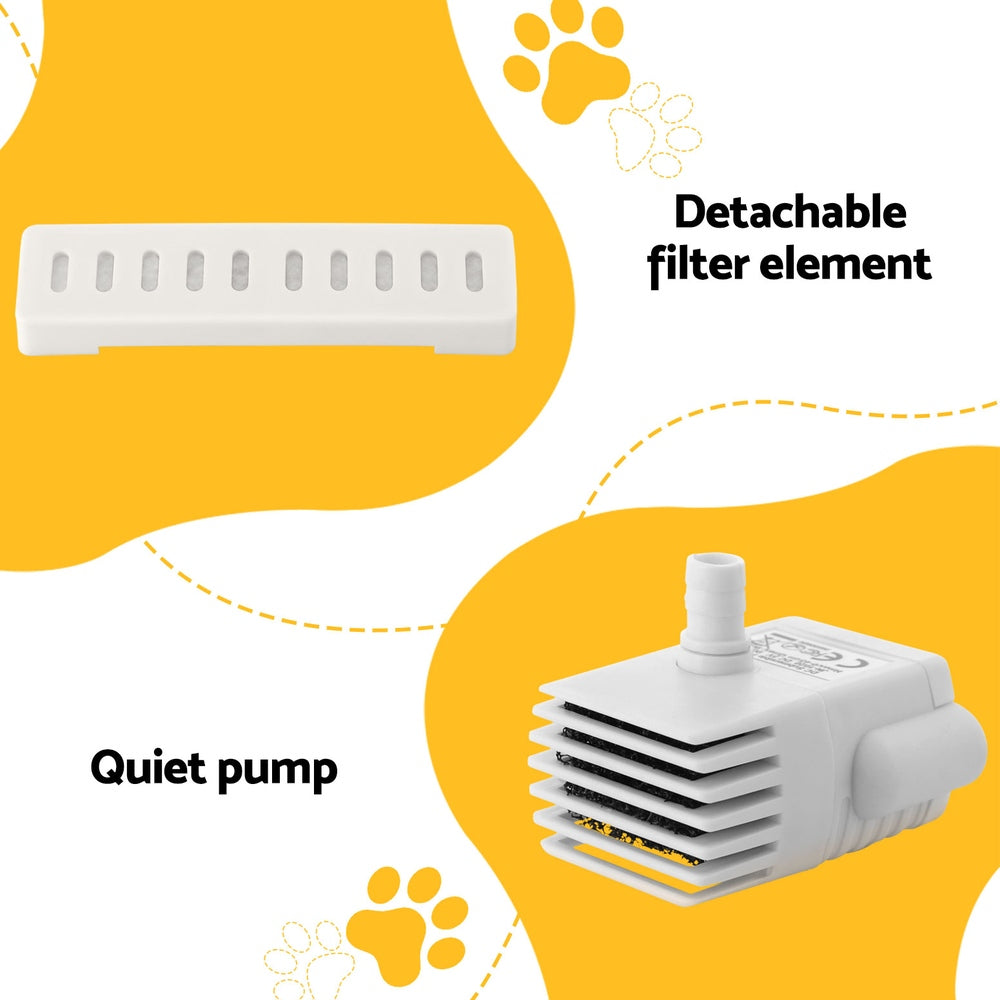 i.Pet Pet Water Fountain Feeder Dispenser Filter Dog Cat Drinking Automatic 2.2L-Pet Care > Cat Supplies > Cat Bowls, Feeders & Waterers-PEROZ Accessories