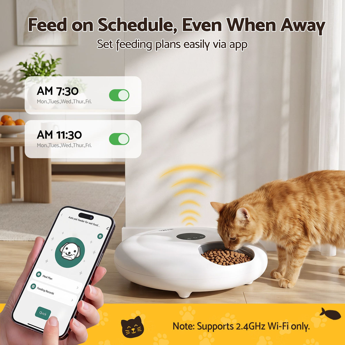 i.Pet Automatic Cat Feeder Wet & Dry Food 6 Compartments Per 150ml WiFi White-Pet Care > Cat Supplies > Cat Bowls, Feeders & Waterers-PEROZ Accessories