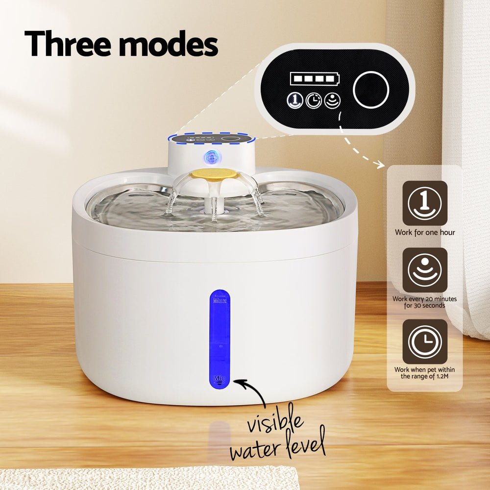 i.Pet Pet Water Fountain Feeder Dispenser Filter Dog Cat Drinking Automatic 2.6L-Pet Care > Cat Supplies > Cat Bowls, Feeders & Waterers-PEROZ Accessories