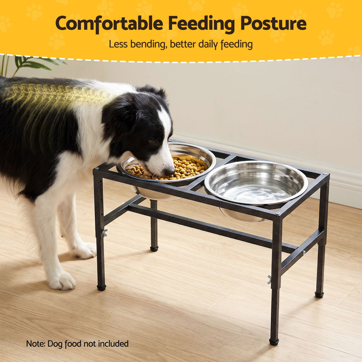 i.Pet Dog Pet Feeder Raised Stand with 2 Stainless Steel Bowls Adjustable Height