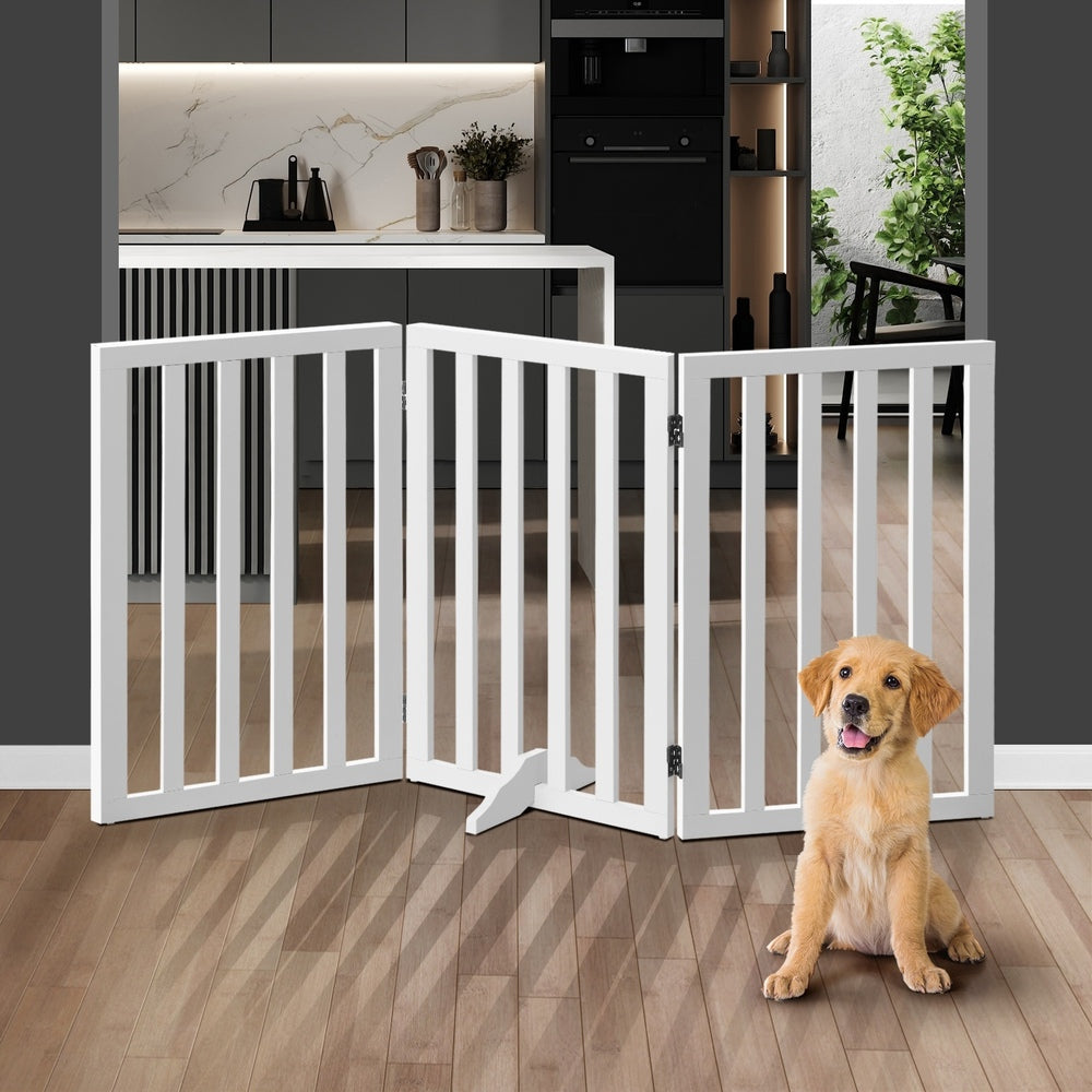 Alopet Wooden Pet Gate Security Door 3-Panel 80cm-Pet Fence-PEROZ Accessories