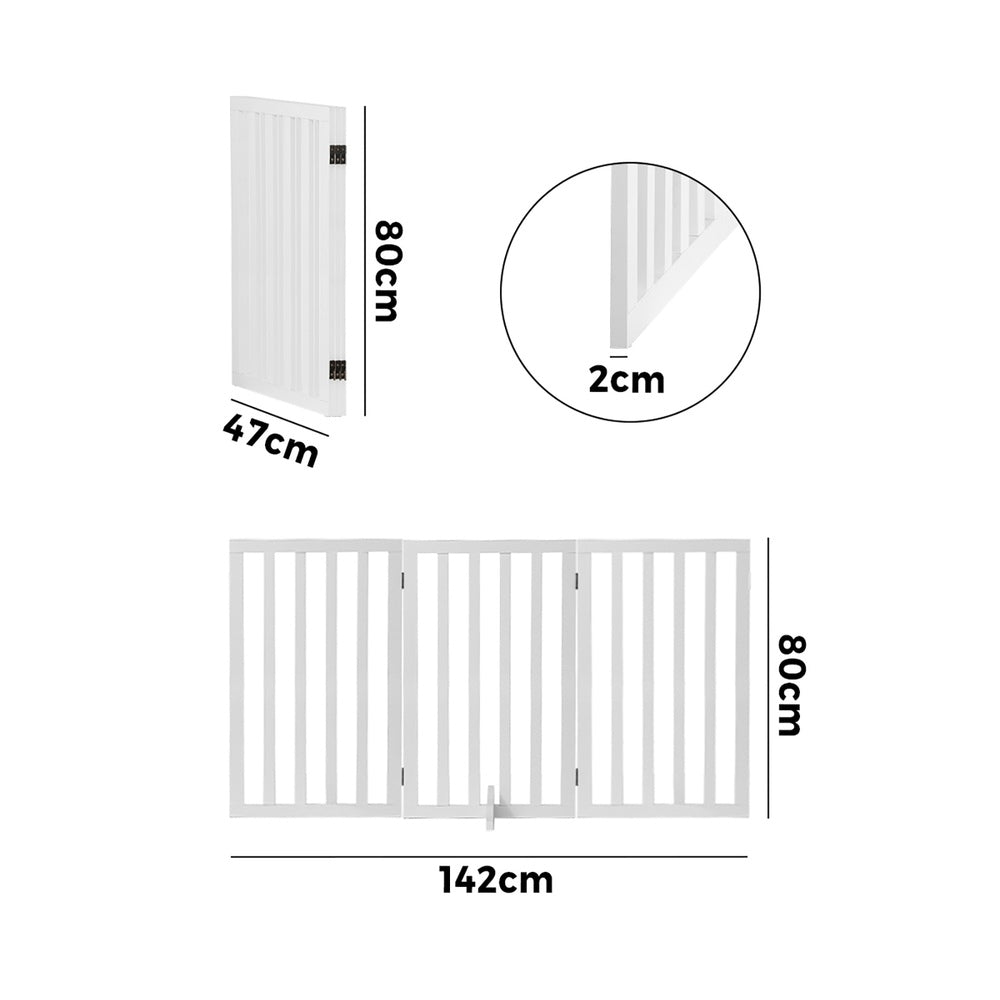 Alopet Wooden Pet Gate Security Door 3-Panel 80cm-Pet Fence-PEROZ Accessories