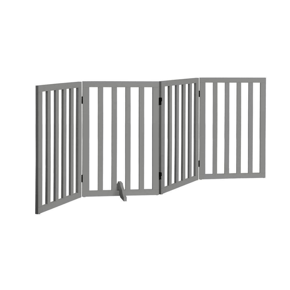 Alopet Wooden Pet Gate Dog Fence 4 Panels 80cm Grey-Pet Fence-PEROZ Accessories