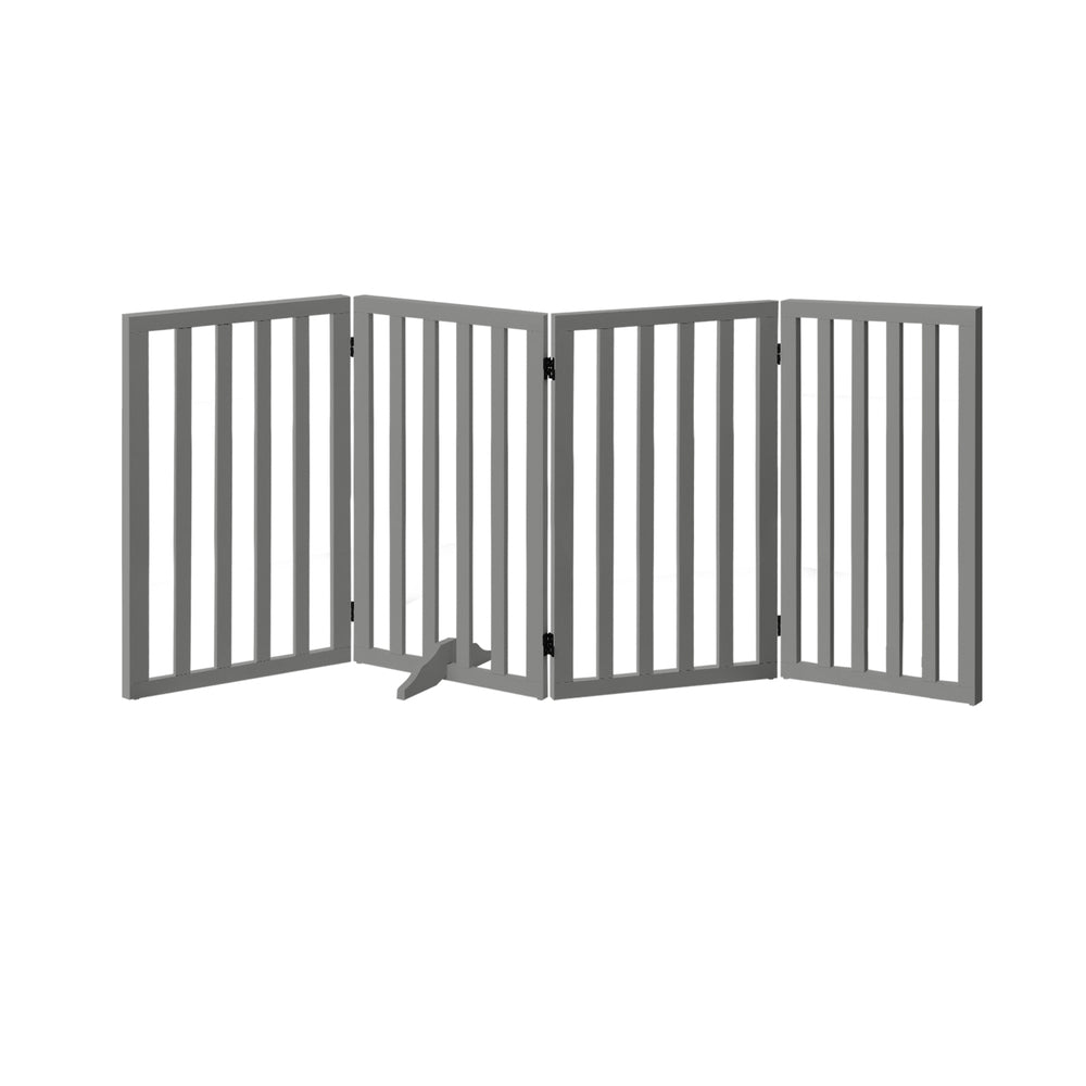 Alopet Wooden Pet Gate Dog Fence 4 Panels 80cm Grey-Pet Fence-PEROZ Accessories