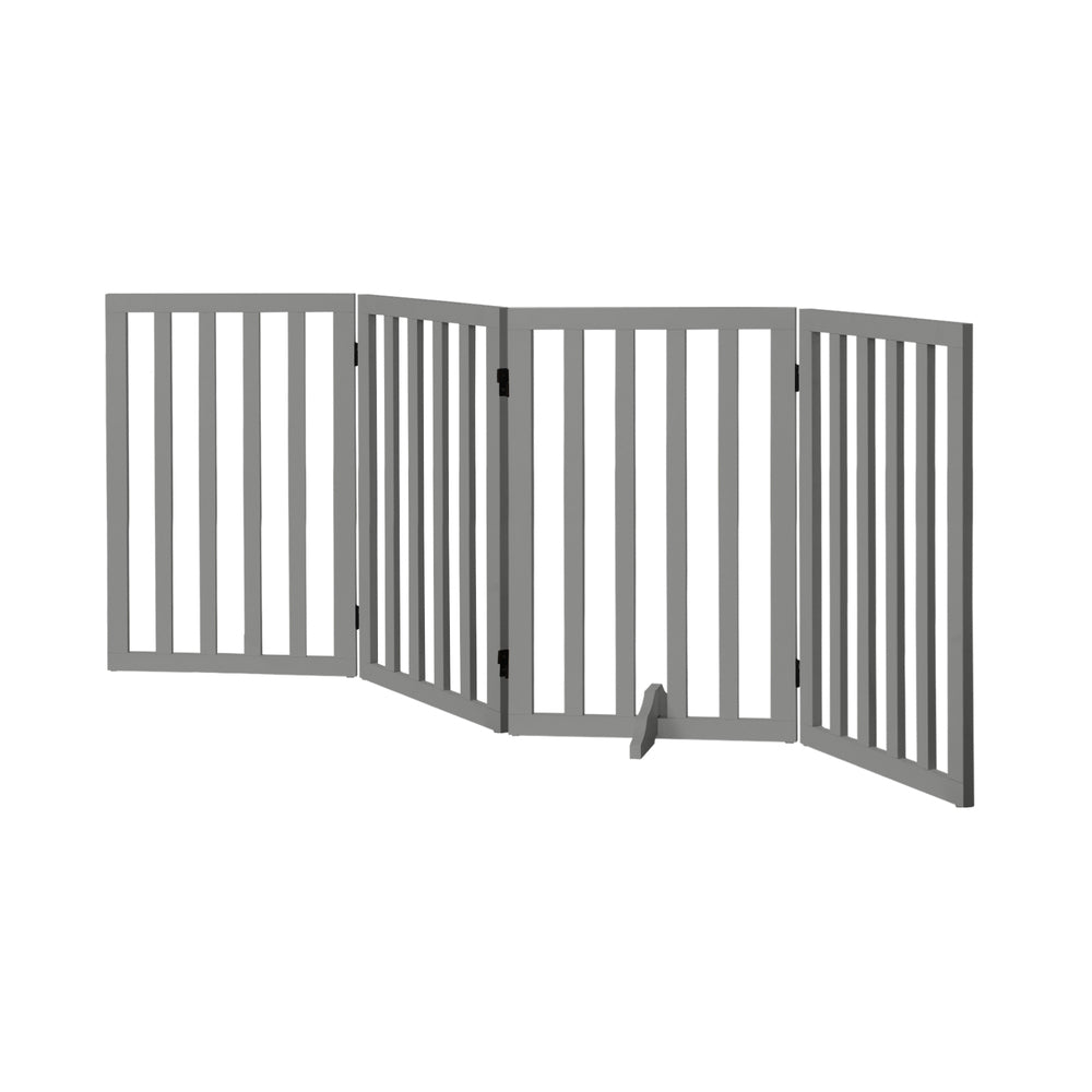 Alopet Wooden Pet Gate Dog Fence 4 Panels 80cm Grey-Pet Fence-PEROZ Accessories