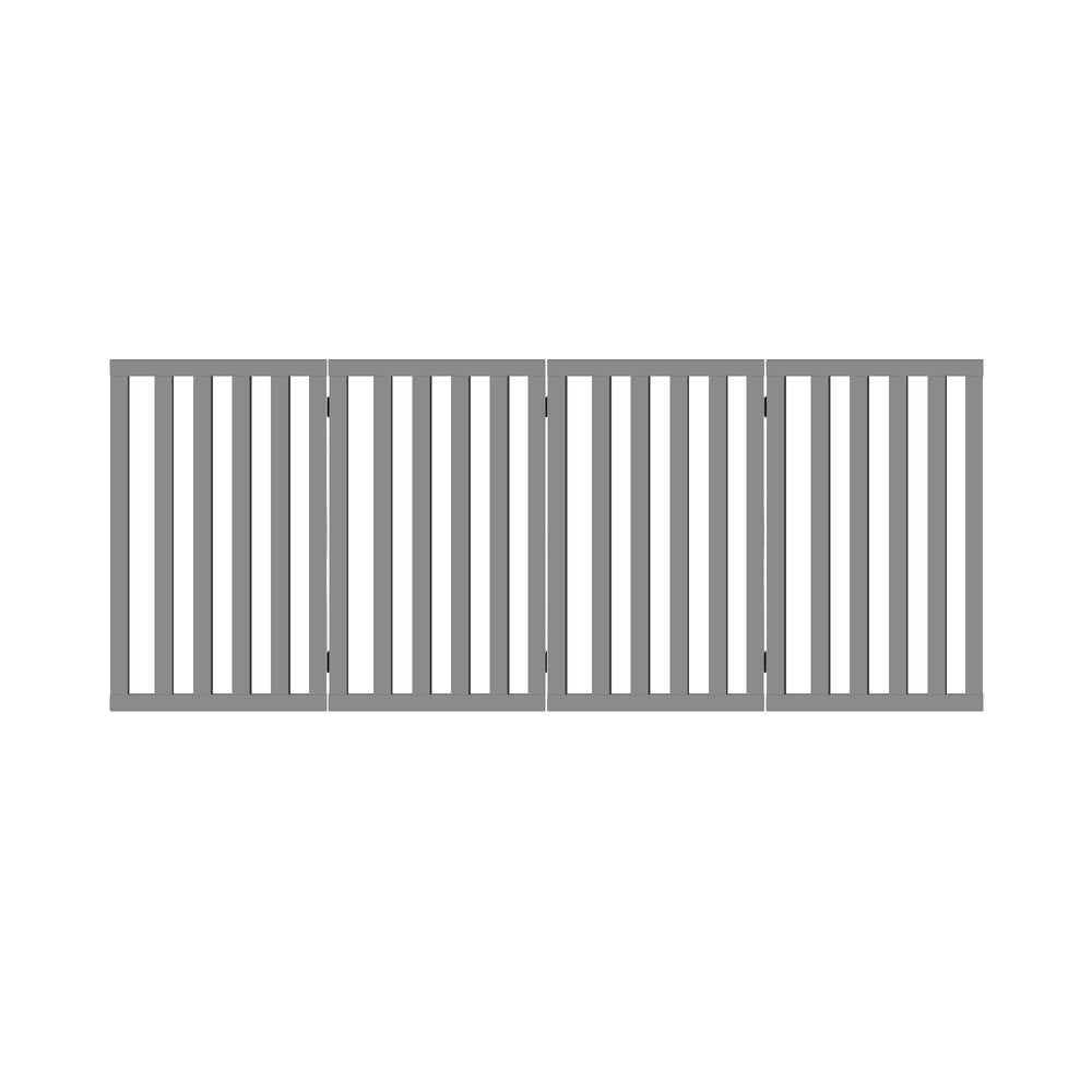 Alopet Wooden Pet Gate Dog Fence 4 Panels 80cm Grey-Pet Fence-PEROZ Accessories