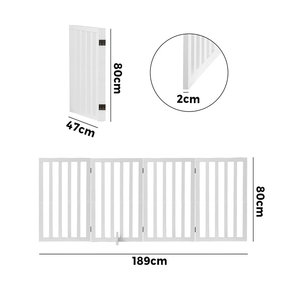 Alopet Wooden Pet Gate Security Door 4-Panel 80cm-Pet Fence-PEROZ Accessories