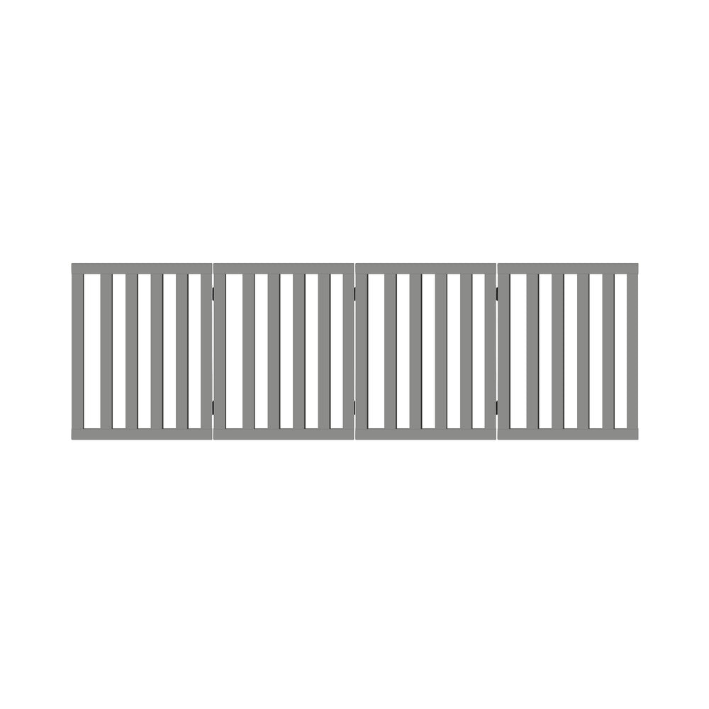 Alopet Wooden Pet Gate Safety Stair Barrier 4-Panel Grey-Pet Fence-PEROZ Accessories