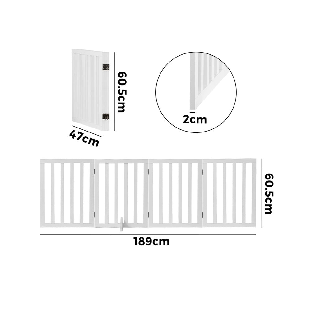 Alopet Wooden Pet Gate Dog Fence Safety Stair Barrier Security Door 4 Panels-Dog Fence-PEROZ Accessories