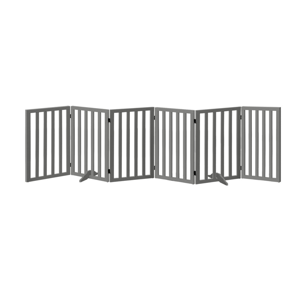 Alopet Wooden Pet Gate Dog Fence 6 Panels 80cm Grey-Pet Fence-PEROZ Accessories
