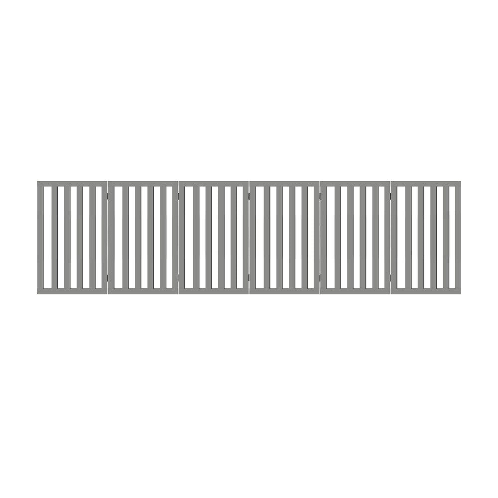 Alopet Wooden Pet Gate Dog Fence 6 Panels 80cm Grey-Pet Fence-PEROZ Accessories