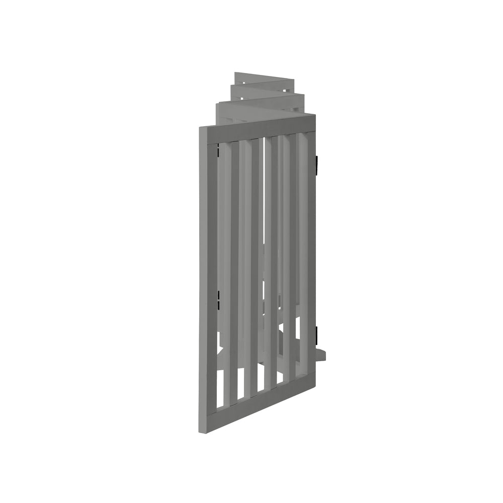 Alopet Wooden Pet Gate Safety Stair Barrier 6-Panel Grey-Pet Fence-PEROZ Accessories