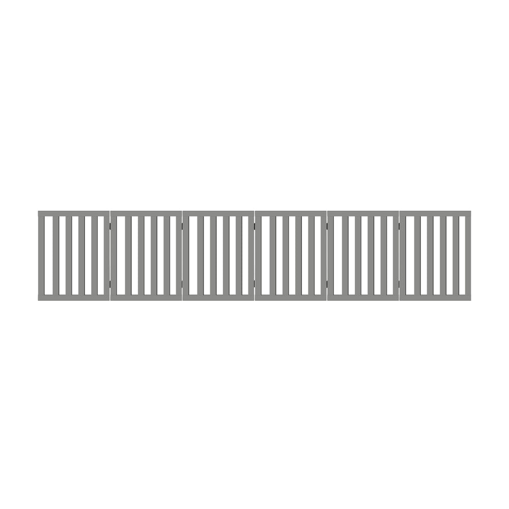 Alopet Wooden Pet Gate Safety Stair Barrier 6-Panel Grey-Pet Fence-PEROZ Accessories