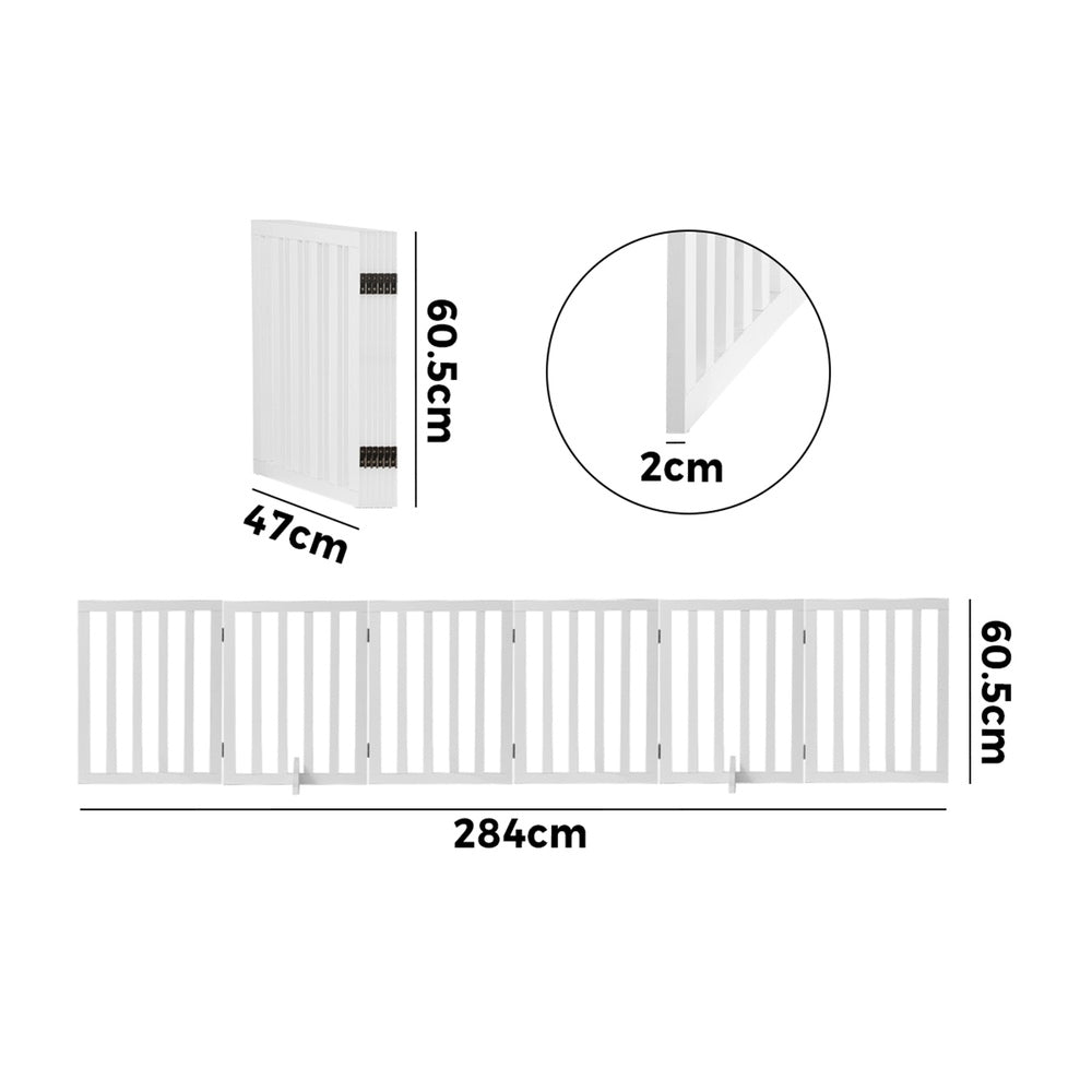 Alopet Wooden Pet Gate Dog Fence Safety Stair Barrier Security Door 6 Panels-Dog Fence-PEROZ Accessories