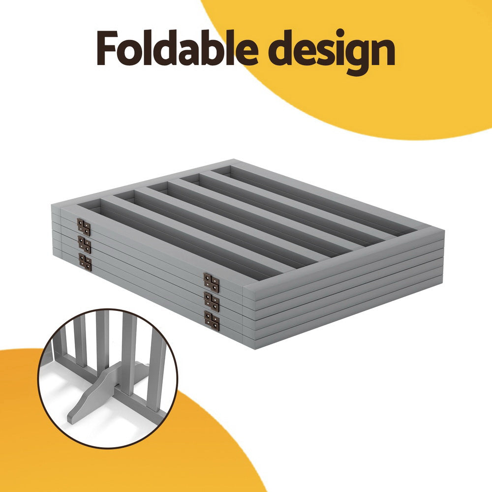 i.Pet Dog Playpen Enclosure 6 Panel Pet Fence Wooden Play Pen-Pet Care > Dog Supplies > Dog Playpens & Gates-PEROZ Accessories