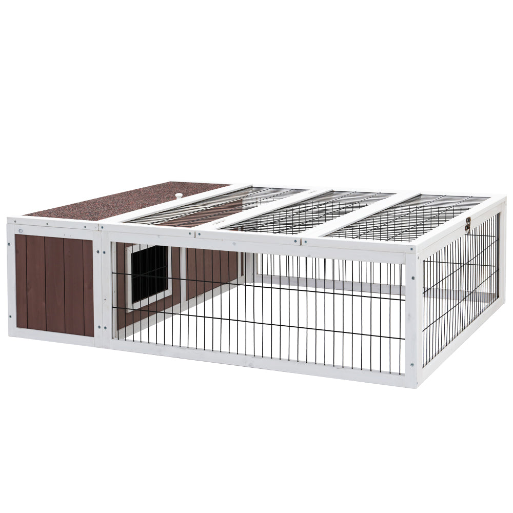 i.Pet Rabbit Hutch 124cm x 90cm x 35cm Chicken Coop Large Outdoor Wooden Run Cage House-Home & Garden > Shading-PEROZ Accessories