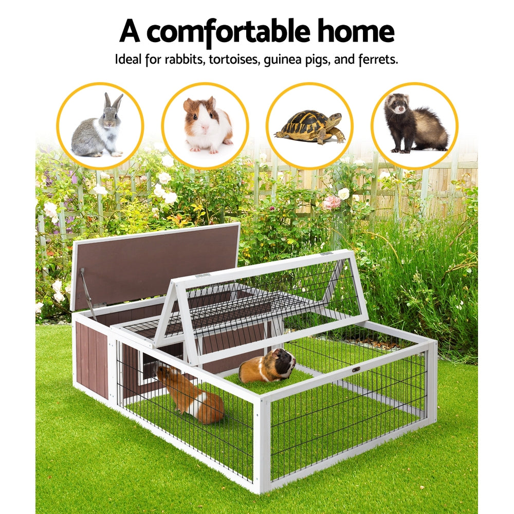 i.Pet Rabbit Hutch 124cm x 90cm x 35cm Chicken Coop Large Outdoor Wooden Run Cage House-Home & Garden > Shading-PEROZ Accessories
