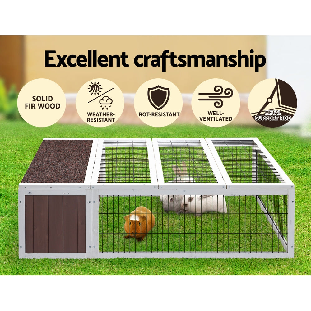 i.Pet Rabbit Hutch 124cm x 90cm x 35cm Chicken Coop Large Outdoor Wooden Run Cage House-Home & Garden > Shading-PEROZ Accessories