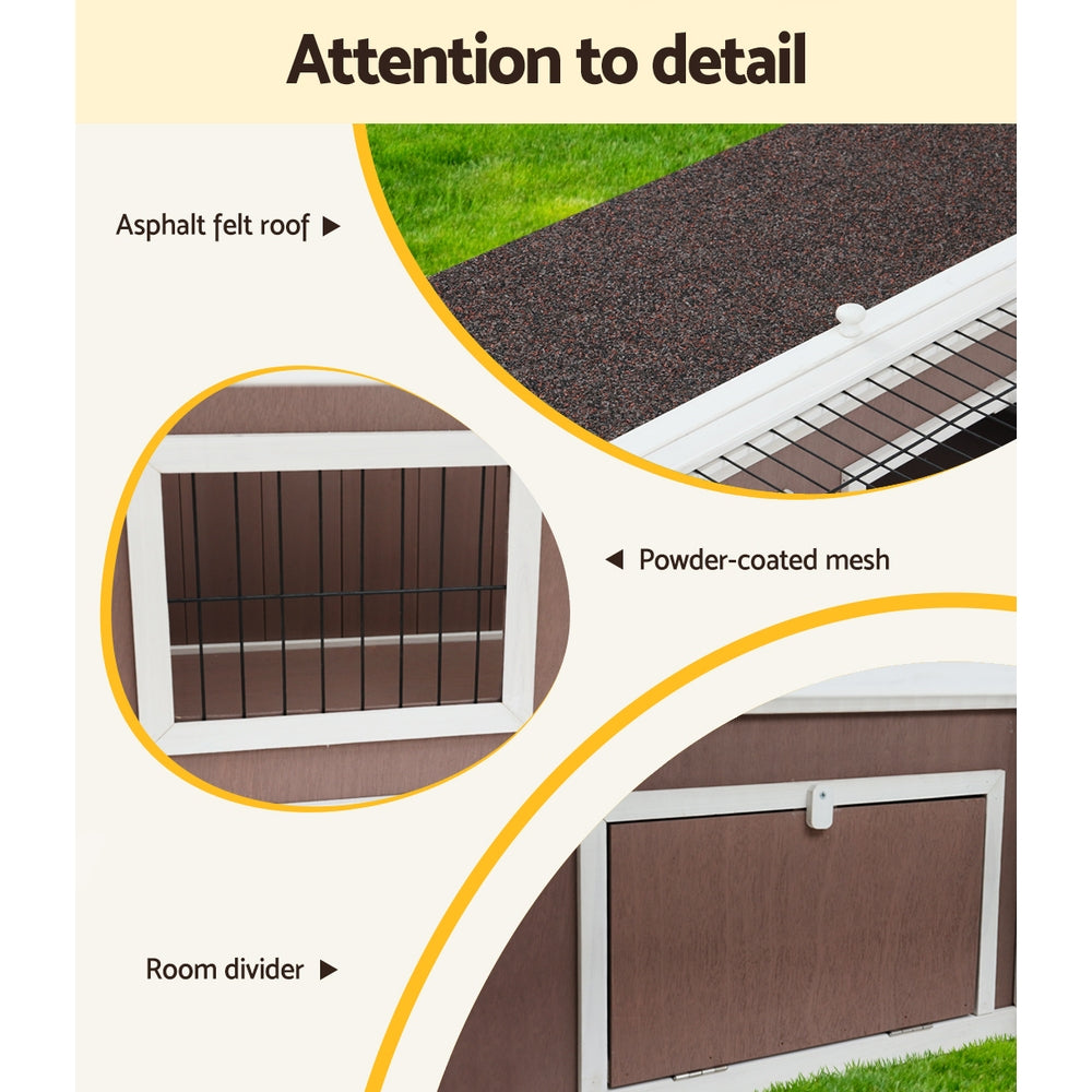 i.Pet Rabbit Hutch 124cm x 90cm x 35cm Chicken Coop Large Outdoor Wooden Run Cage House-Home & Garden > Shading-PEROZ Accessories