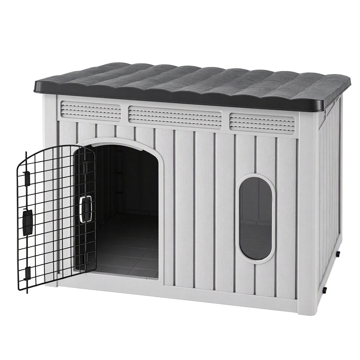 i.Pet 109cm Large Dog House Outdoor Pet Kennel with Metal Door Grey-Pet Care > Dog Supplies > Dog Kennels-PEROZ Accessories
