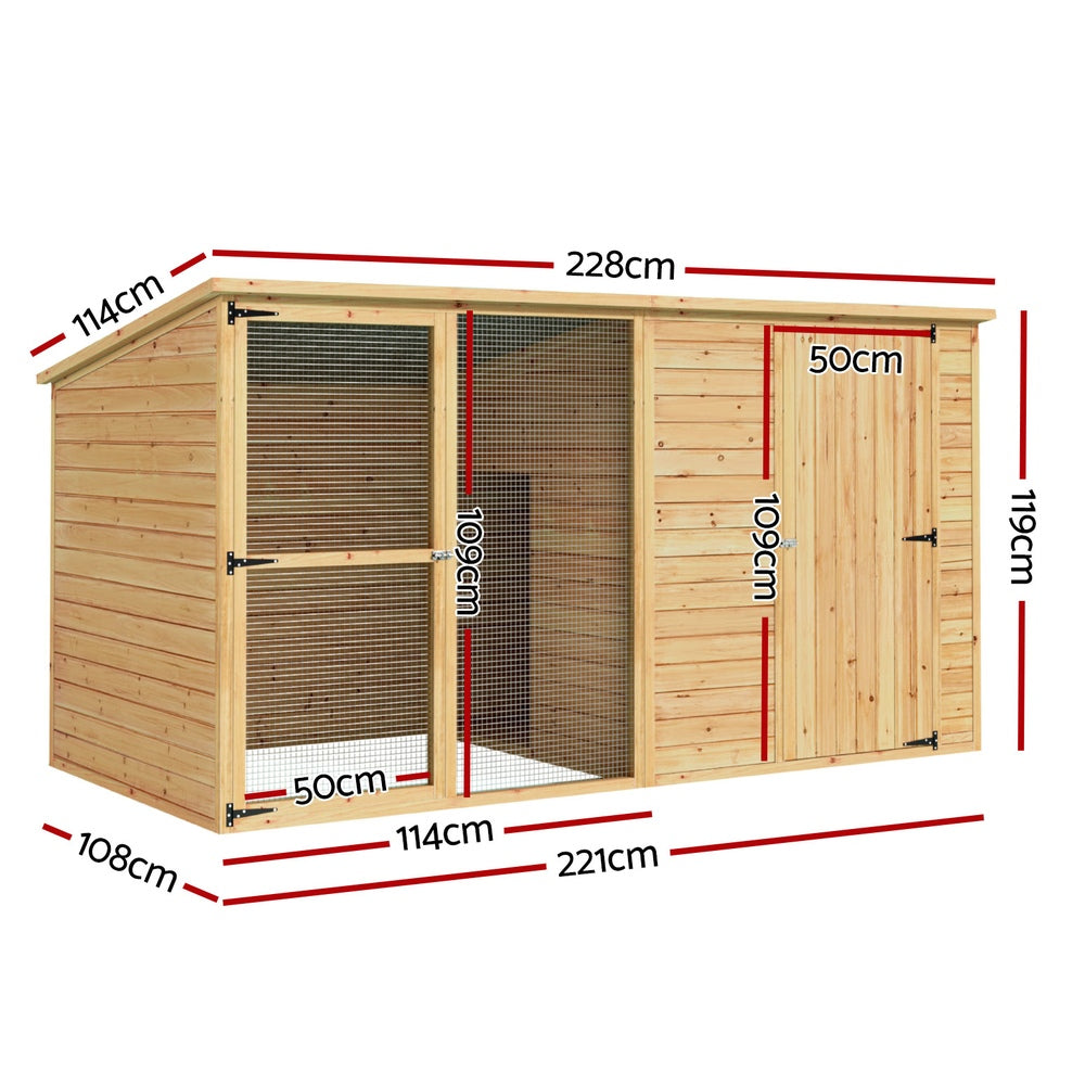 i.Pet Dog Kennel Extra Large 2.28M Wooden House Bed Outdoor Pet Puppy Cabin Log-Pet Care > Dog Supplies > Dog Kennels-PEROZ Accessories
