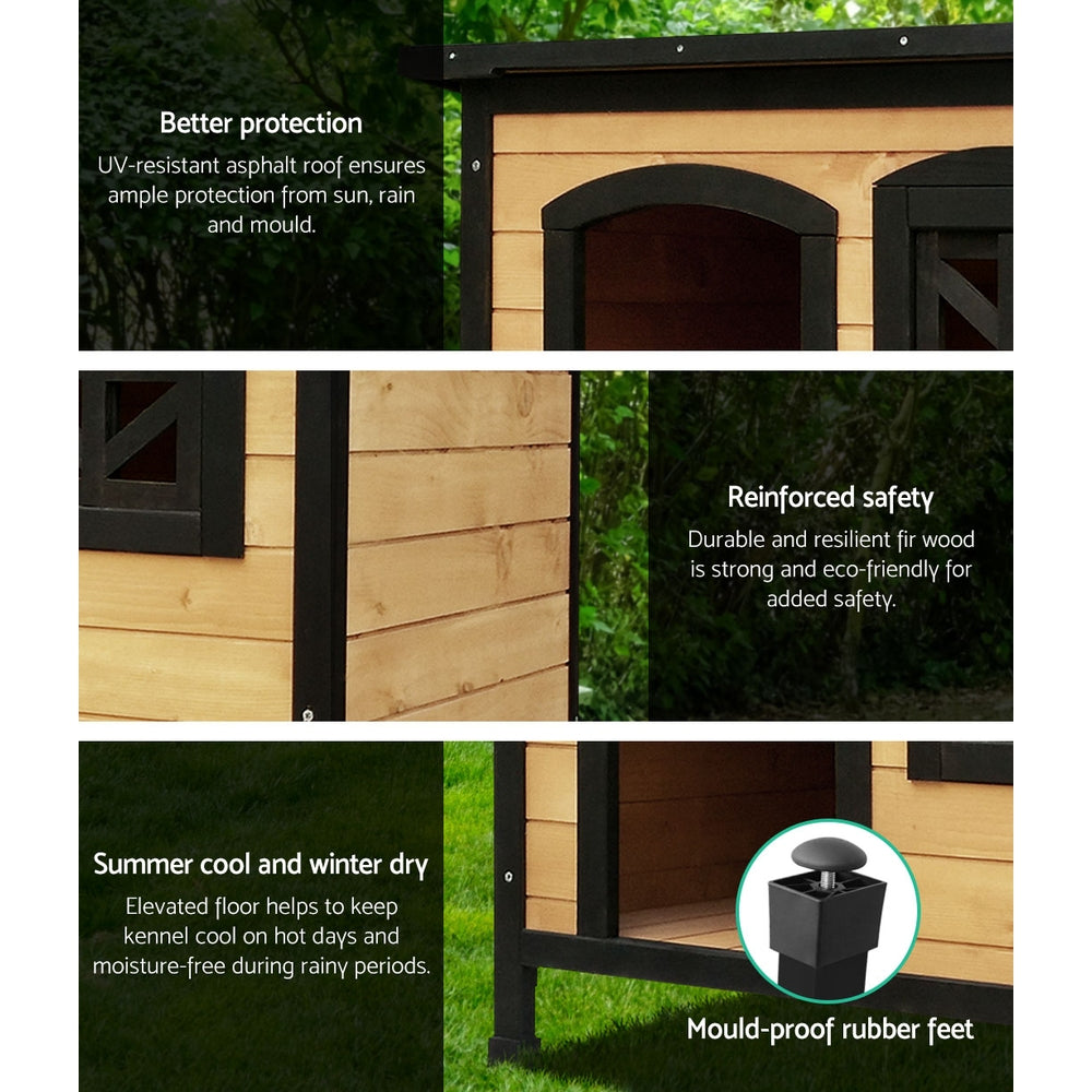 i.Pet Dog Kennel Extra Large Wooden Outdoor Indoor Puppy Pet House Cabin Crate Weatherproof-Pet Care > Dog Supplies-PEROZ Accessories