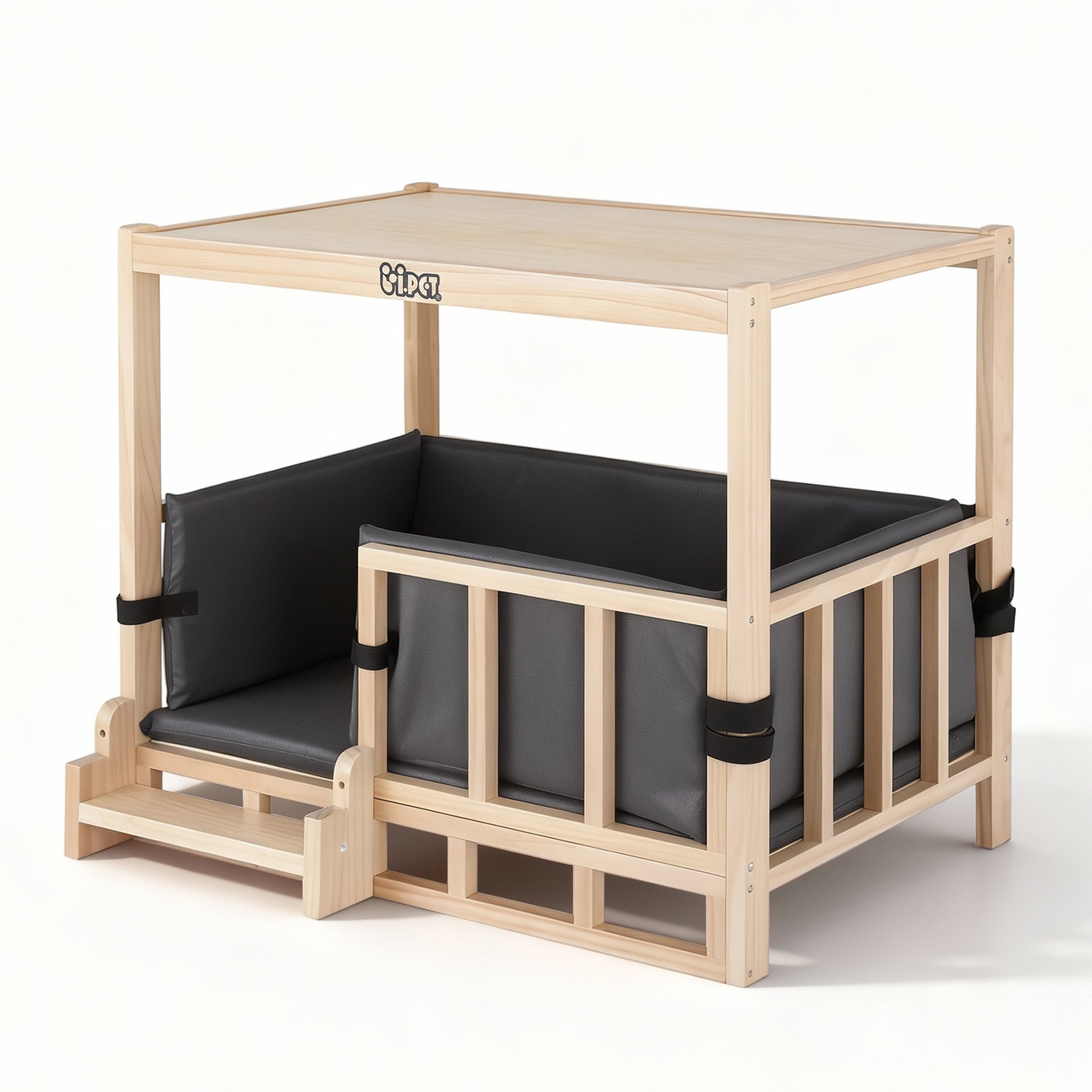 i.Pet 2in1 Dog Kennel Crate Furniture Grey Bedding Wooden House Indoor-Pet Care > Dog Supplies > Dog Kennels-PEROZ Accessories