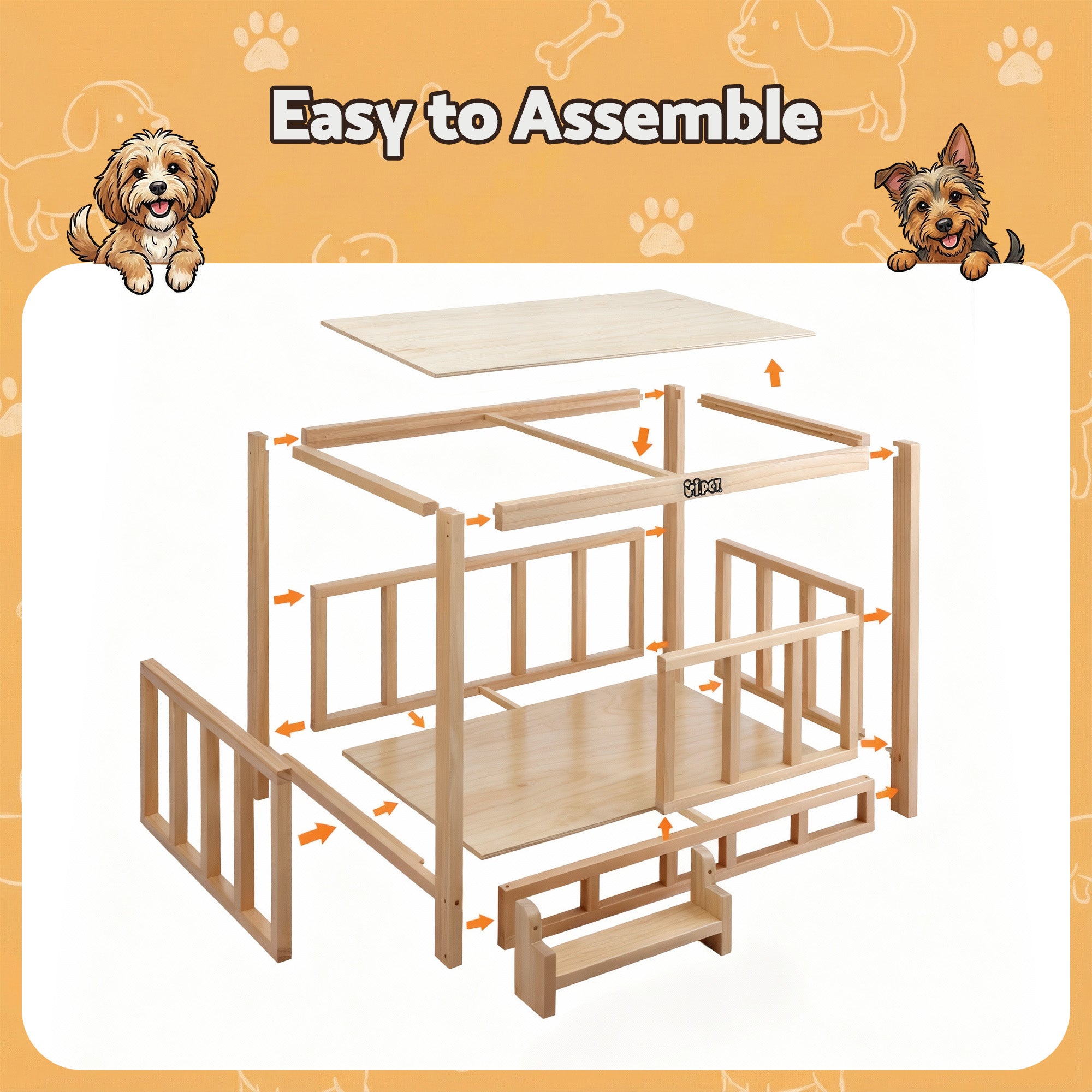 i.Pet 2in1 Dog Kennel Crate Furniture Grey Bedding Wooden House Indoor-Pet Care > Dog Supplies > Dog Kennels-PEROZ Accessories