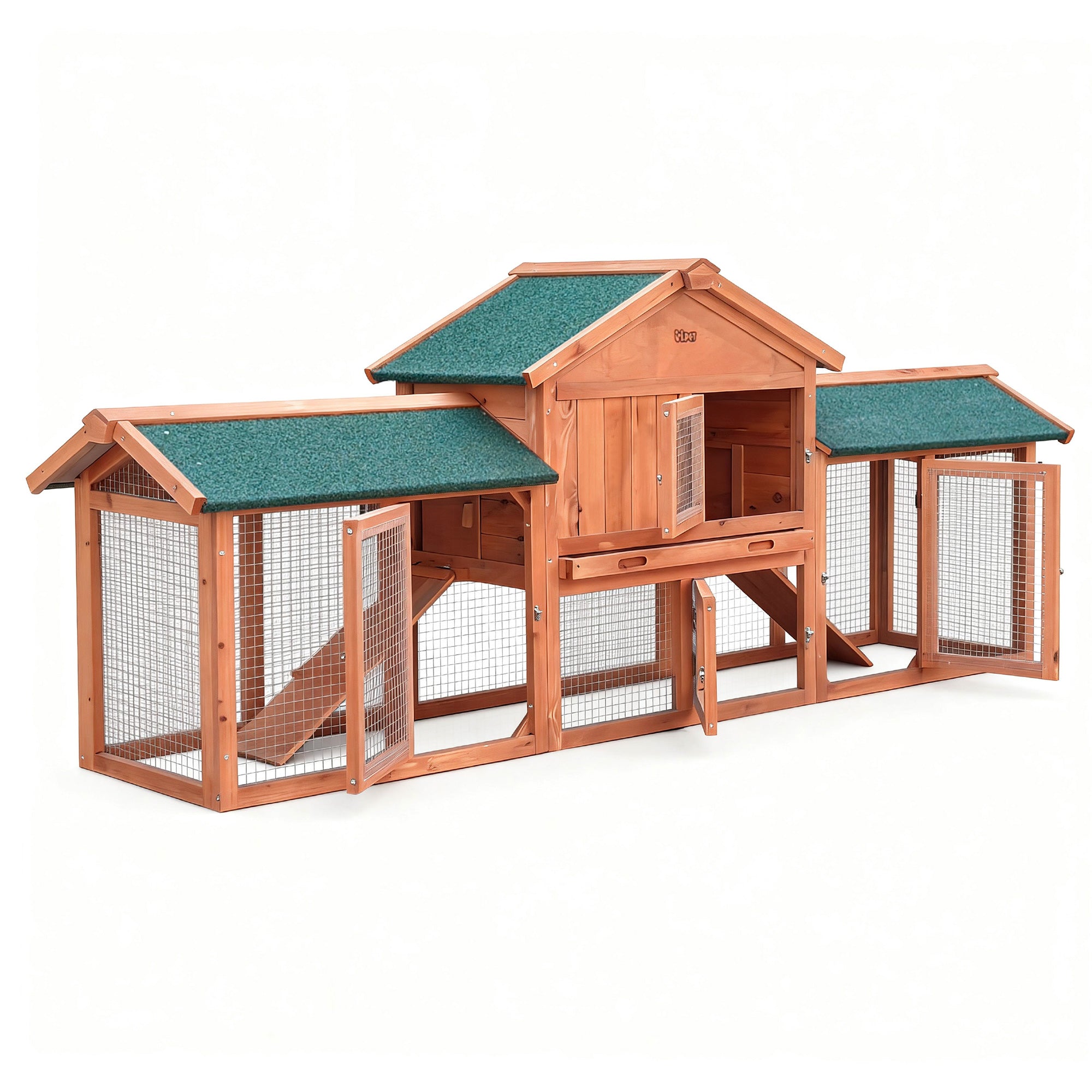 i.Pet Chicken Coop Rabbit Hutch 220cm x 44cm x 84cm Large Chicken Coop Run Wooden Outdoor Cage House-Pet Care > Coops & Hutches-PEROZ Accessories