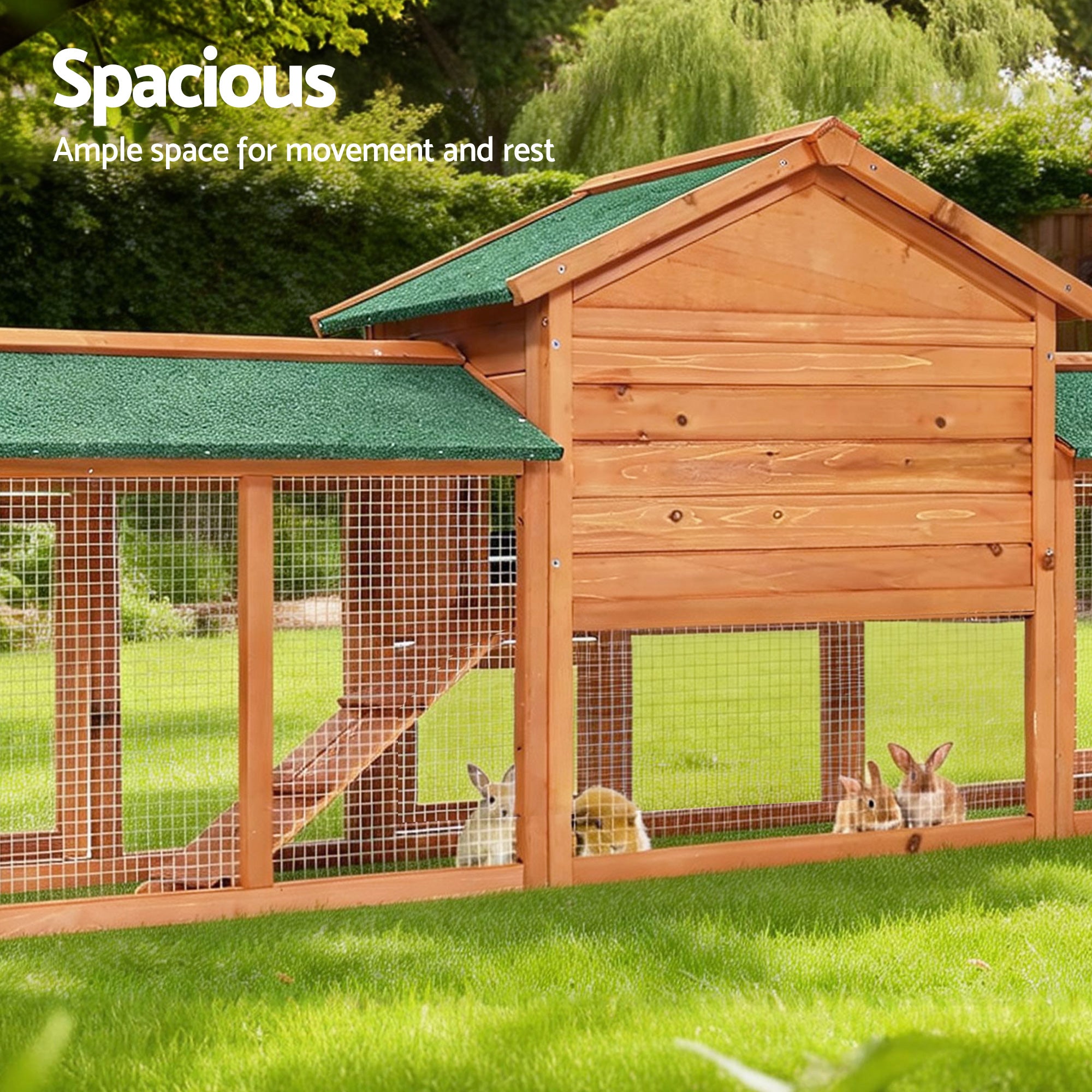 i.Pet Chicken Coop Rabbit Hutch 220cm x 44cm x 84cm Large Chicken Coop Run Wooden Outdoor Cage House-Pet Care > Coops & Hutches-PEROZ Accessories
