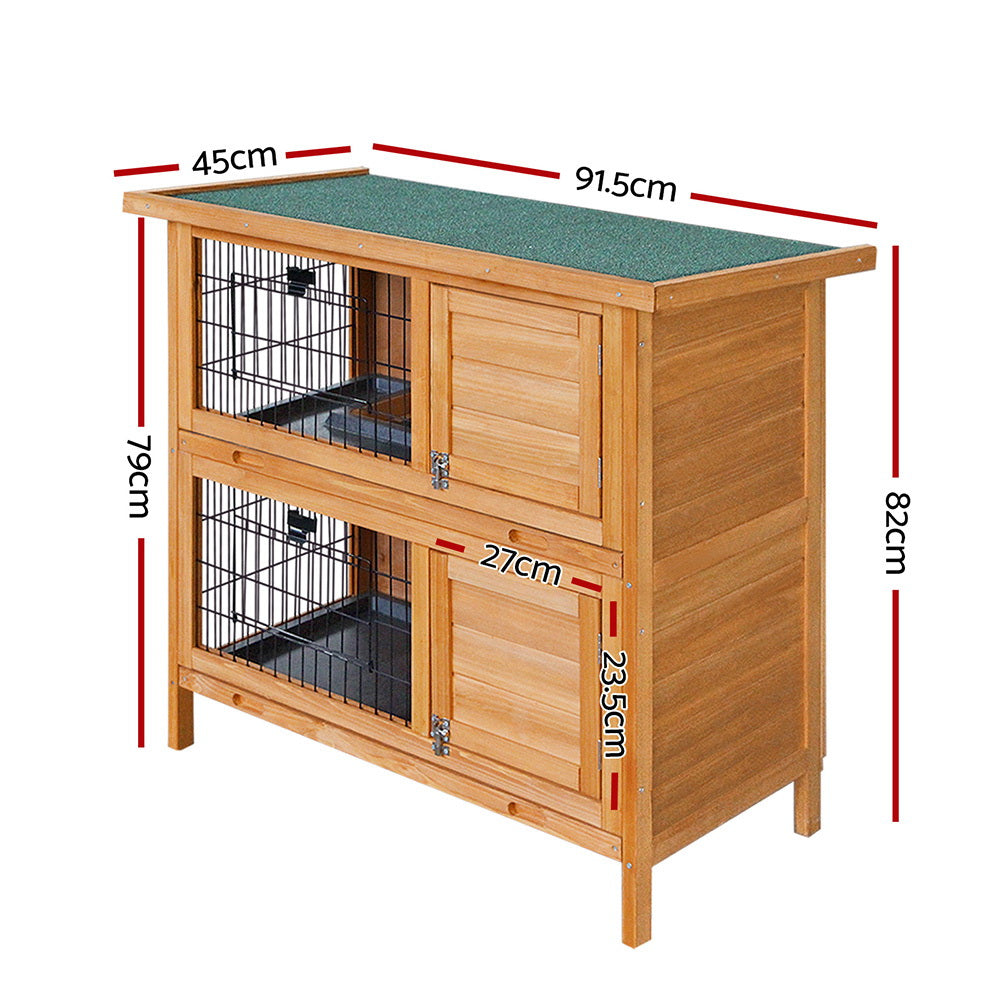 i.Pet Rabbit Hutch 91.5cm x 45cm x 82cm Chicken Coop Large Wooden House Run Cage Pet Bunny-Pet Care > Coops & Hutches-PEROZ Accessories